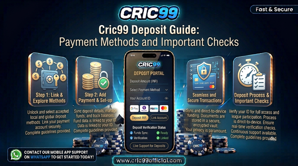Cric99 deposit guide explaining payment methods, transaction checks, secure account practices, and important considerations for beginners.