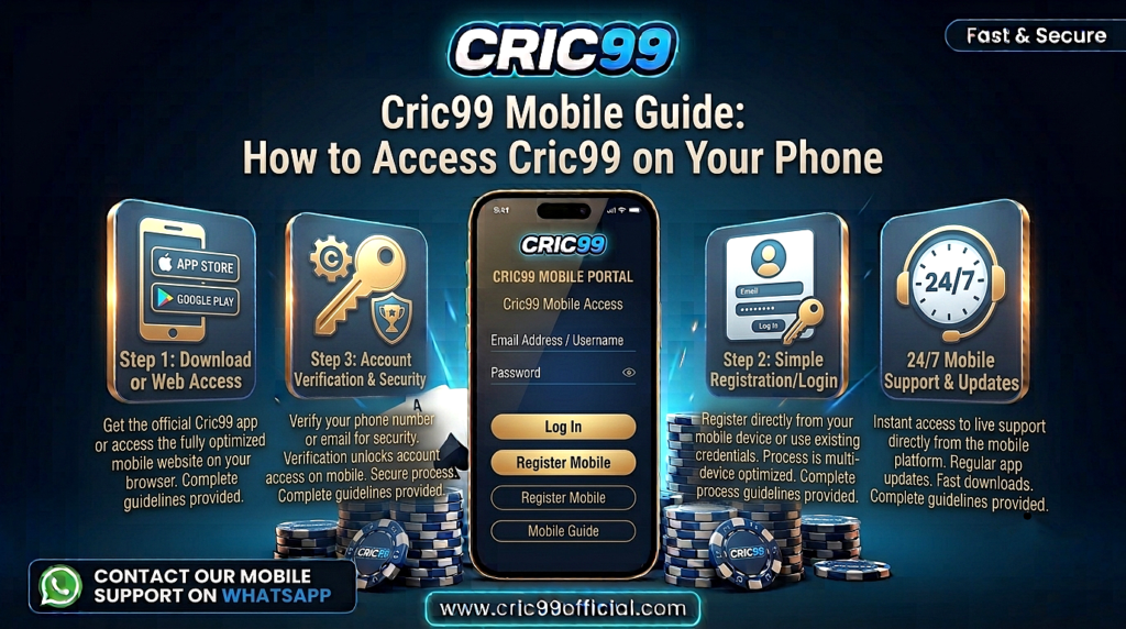 Cric99 mobile guide showing how users can access the platform on a phone with secure login, mobile usability, and a beginner-friendly experience.
