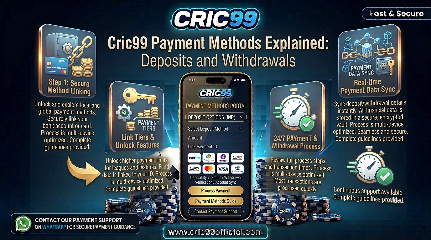 Cric99 Payment Methods Explained: Deposits and Withdrawals