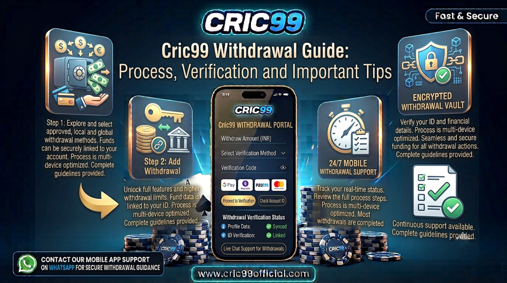 Cric99 withdrawal guide explaining the withdrawal process, verification checks, secure account practices, and important tips for beginners.